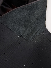 Black Regular Fit Check Sparkle Tuxedo Suit Jacket - Image 8 of 11