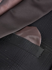 Black Regular Fit Check Sparkle Tuxedo Suit Jacket - Image 9 of 11