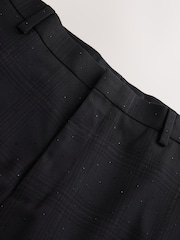 Black Regular Fit Check Sparkle Tuxedo Suit Trousers - Image 8 of 9