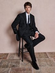 Navy Regular Fit Tuxedo Patterned Textured Suit Jacket - Image 3 of 8