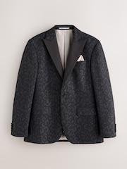 Navy Regular Fit Tuxedo Patterned Textured Suit Jacket - Image 9 of 13