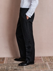 Navy Regular Fit Tuxedo Patterned Textured Suit Trousers - Image 1 of 6