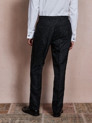 Navy Regular Fit Tuxedo Patterned Textured Suit Trousers - Image 3 of 6