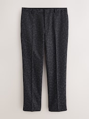 Navy Regular Fit Tuxedo Patterned Textured Suit Trousers - Image 7 of 11