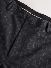 Navy Regular Fit Tuxedo Patterned Textured Suit Trousers - Image 9 of 11