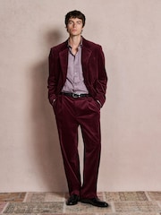 Burgundy Red Loose Fit Corduroy Suit Jacket - Image 1 of 14
