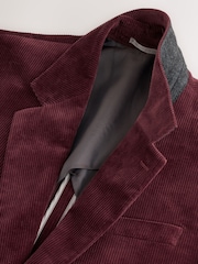 Burgundy Red Loose Fit Corduroy Suit Jacket - Image 11 of 14