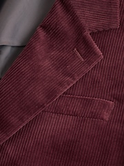 Burgundy Red Loose Fit Corduroy Suit Jacket - Image 12 of 14
