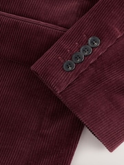 Burgundy Red Loose Fit Corduroy Suit Jacket - Image 13 of 14