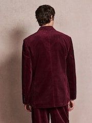 Burgundy Red Loose Fit Corduroy Suit Jacket - Image 4 of 14