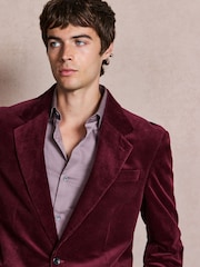Burgundy Red Loose Fit Corduroy Suit Jacket - Image 5 of 14