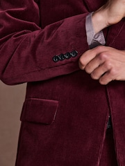 Burgundy Red Loose Fit Corduroy Suit Jacket - Image 6 of 14