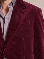 Burgundy Red Loose Fit Corduroy Suit Jacket - Image 7 of 14