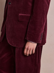 Burgundy Red Loose Fit Corduroy Suit Jacket - Image 8 of 14