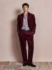 Burgundy Red Loose Fit Corduroy Suit Trousers - Image 2 of 10
