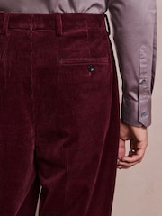Burgundy Red Loose Fit Corduroy Suit Trousers - Image 4 of 10