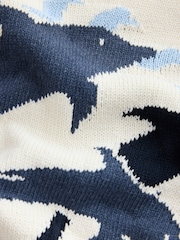 White/Blue Dolphin Back Graphic Collar Jumper - Image 3 of 4