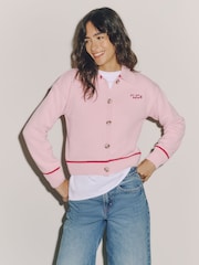 Pink Dog Back Graphic Cotton Rich Collar Cardigan - Image 2 of 8