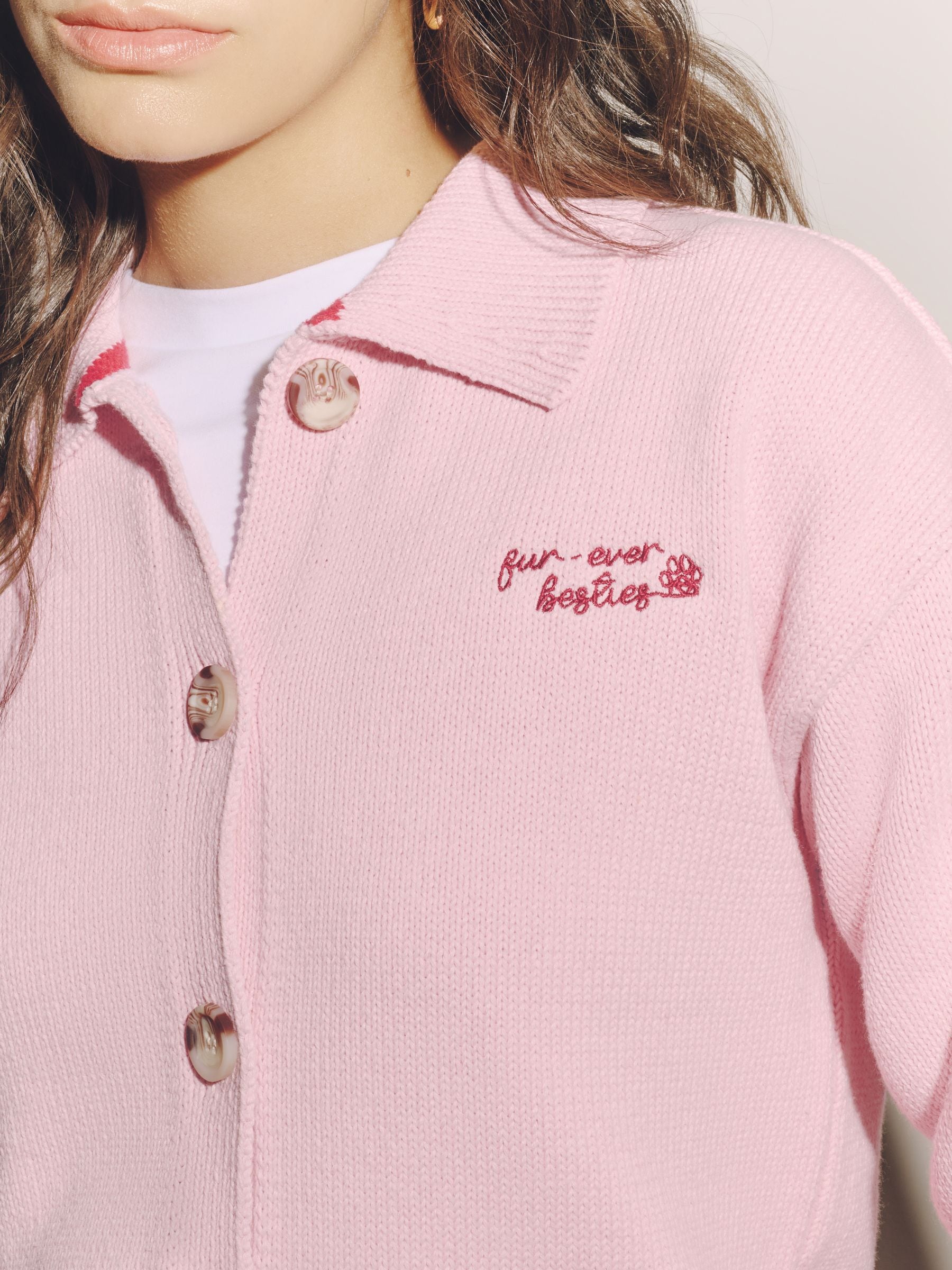 Buy Pink Dog Back Graphic Cotton Rich Collar Cardigan from Next USA