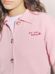 Pink Dog Back Graphic Cotton Rich Collar Cardigan - Image 4 of 8