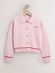 Pink Dog Back Graphic Cotton Rich Collar Cardigan - Image 5 of 8