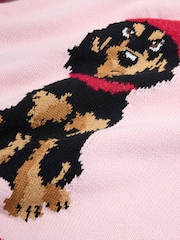 Pink Dog Back Graphic Cotton Rich Collar Cardigan - Image 7 of 8