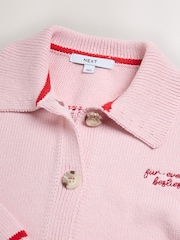 Pink Dog Back Graphic Cotton Rich Collar Cardigan - Image 8 of 8