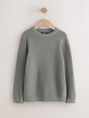 Green Without Stag Cotton Crew Neck Knitted Jumper (3-16yrs) - Image 1 of 4