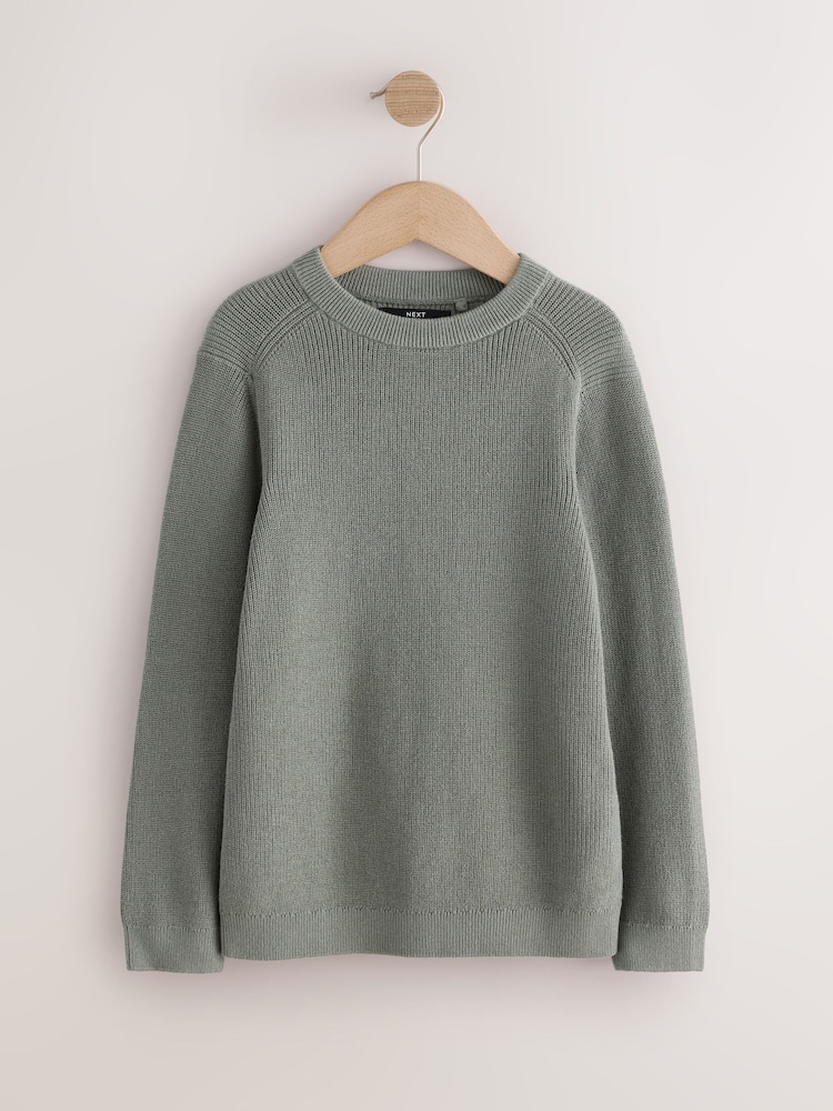 Green Without Stag Cotton Crew Neck Knitted Jumper (3-16yrs) - Image 1 of 4