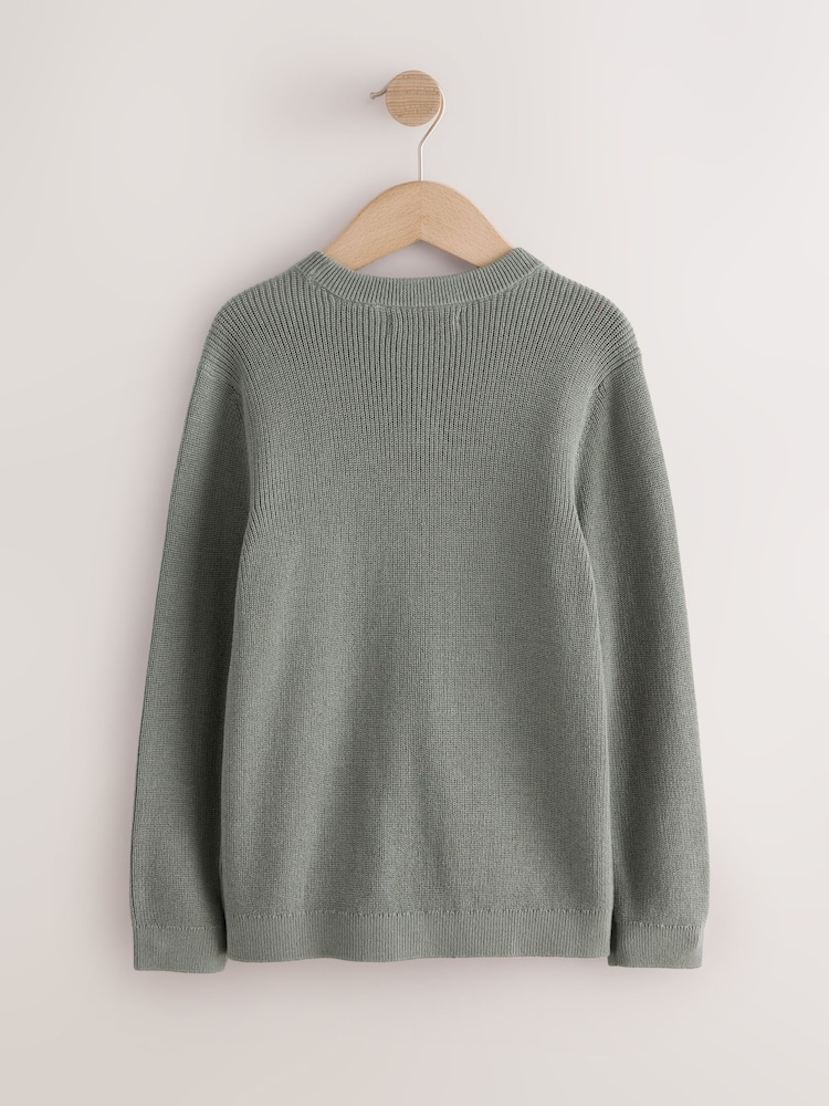 Green Without Stag Cotton Crew Neck Knitted Jumper (3-16yrs) - Image 2 of 4