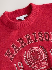 College-Grafik, Rot - Langarm-Strickpullover mit Rundhalsausschnitt und Wolle - Bild 8 von 9