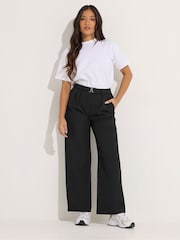 PixieGirl Petite Black Clasp Front Wide Leg Trousers - Image 3 of 6