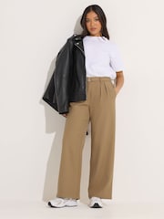 PixieGirl Petite Natural Camel Clasp Buckle Wide Leg Trousers - Image 2 of 6