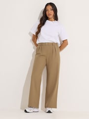 PixieGirl Petite Natural Camel Clasp Buckle Wide Leg Trousers - Image 3 of 6