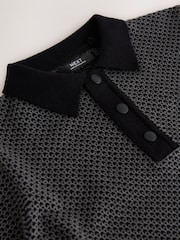 Monochrome Textured Knitted Popper Neck Polo Shirt (3-16yrs) - Image 4 of 4