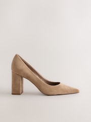 Camel Forever Comfort® Suede Block Court Heels - Image 1 of 10