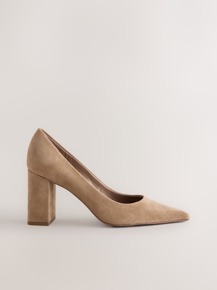Camel Forever Comfort® Suede Block Court Heels - Image 1 of 10 Camel Forever Comfort® Suede Block Court Heels - Image 1 of 10