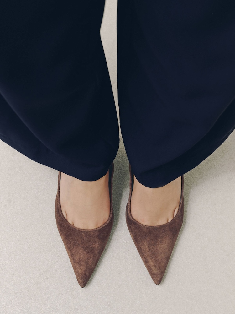 Chocolate Brown Forever Comfort® Suede Block Court Heels - Image 1 of 10 Chocolate Brown Forever Comfort® Suede Block Court Heels - Image 1 of 10