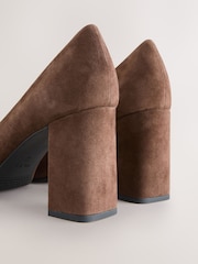 Chocolate Brown Forever Comfort® Suede Block Court Heels - Image 10 of 10