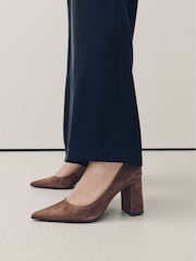 Chocolate Brown Forever Comfort® Suede Block Court Heels - Image 3 of 10