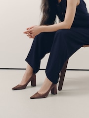 Chocolate Brown Forever Comfort® Suede Block Court Heels - Image 4 of 10