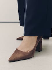 Chocolate Brown Forever Comfort® Suede Block Court Heels - Image 5 of 10