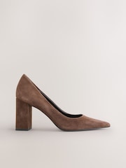 Chocolate Brown Forever Comfort® Suede Block Court Heels - Image 6 of 10