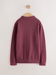 Burgundy Red Stag Cable Knit Polo Shirt (3-16yrs) - Image 2 of 4
