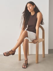 Chocolate Brown Forever Comfort® Low Block Hardware Sandals - Image 2 of 9