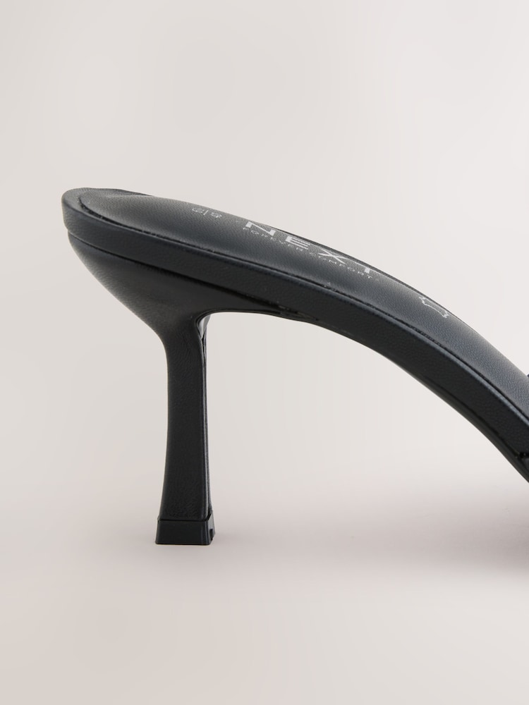 Black Forever Comfort® Leather Peeptoe Mule Heels - Image 10 of 10 Black Forever Comfort® Leather Peeptoe Mule Heels - Image 10 of 10