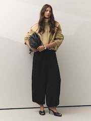 Black Forever Comfort® Leather Peeptoe Mule Heels - Image 3 of 10