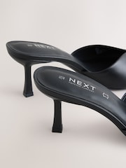 Black Forever Comfort® Leather Peeptoe Mule Heels - Image 8 of 10