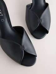 Black Forever Comfort® Leather Peeptoe Mule Heels - Image 9 of 10