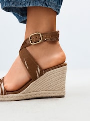 Brown Forever Comfort® Leather Crossover Wedges - Image 5 of 9
